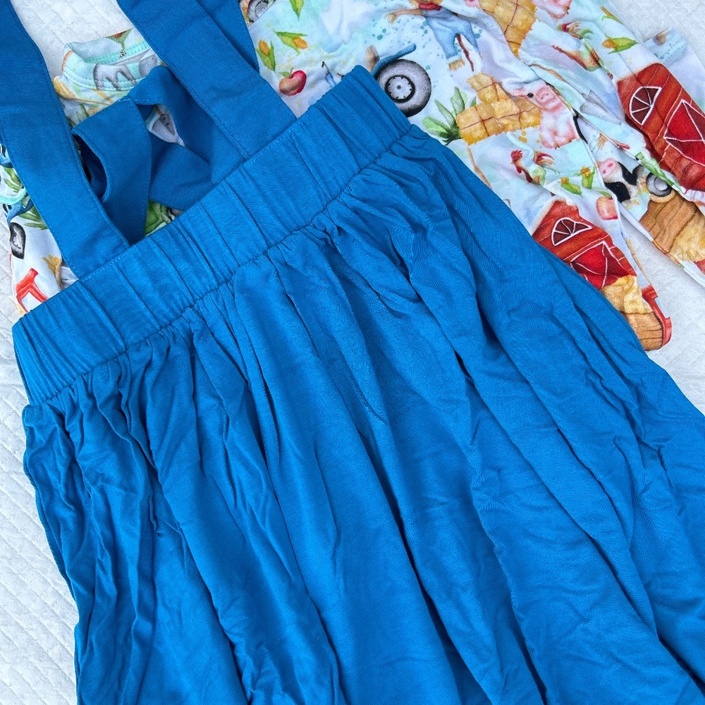 Birdie bean Joey overall dress set. 7y Nwts